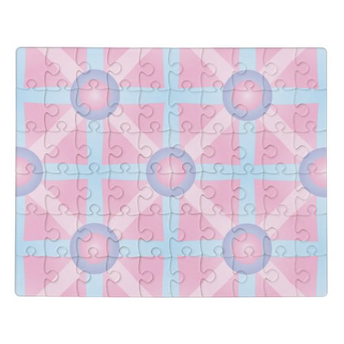 Cute Pink Purple  Light Blue Pattern Jigsaw Puzzle