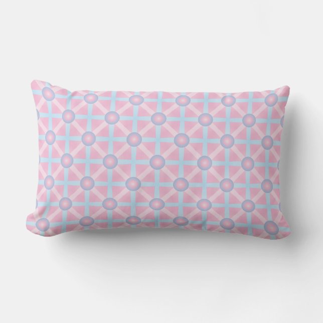 Cute Pink, Purple & Light Blue Pattern Lumbar Pillow (Front)