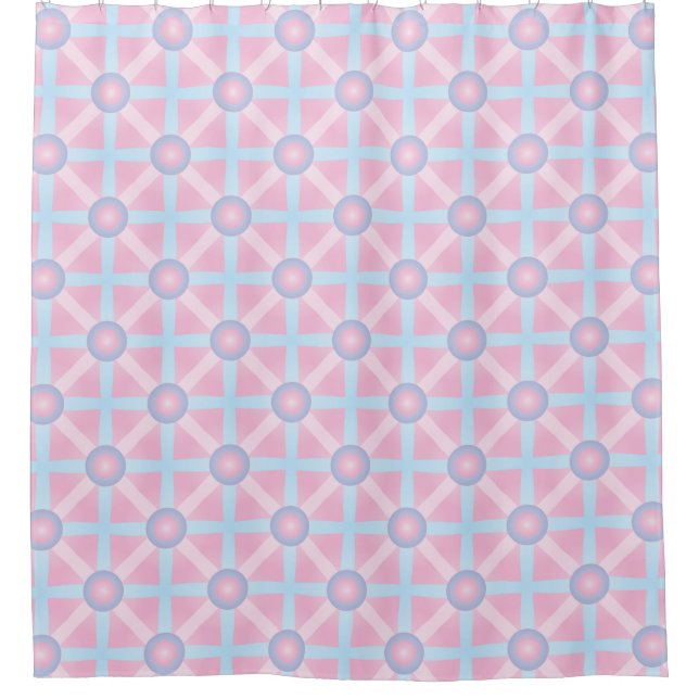 Cute Pink, Purple & Light Blue Pattern Shower Curtain (Front)