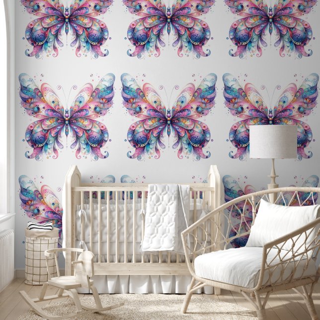 Cute Pink & Purple Pattern Butterflies Wallpaper Wallpaper (Kids)