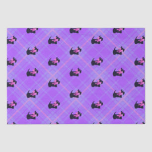 Cute Pink Purple Plaid Scottish Terrier  Tissue Paper