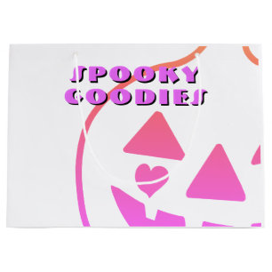 Cute Pink Purple Pumpkin Kids Halloween Large Gift Bag