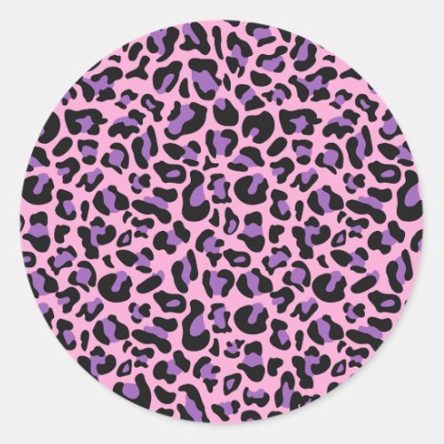 Cute Pink Purple Spots Animal Cheetah Leopard Classic Round Sticker