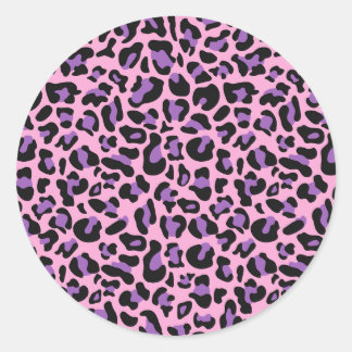 Cute Pink Purple Spots Animal Cheetah Leopard Classic Round Sticker