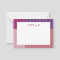 Cute pink purple stripes fun personalized kid's note card