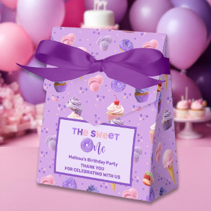 Cute Pink Purple Sweet One First Birthday  Favor Boxes