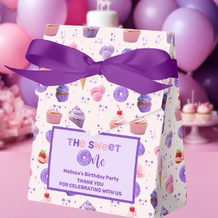 Cute Pink Purple Sweet One First Birthday  Favor Boxes