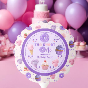 Cute Pink Purple Sweet One Girl's Birthday Balloon