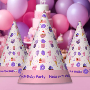Cute Pink Purple Sweet One Girl's Birthday  Party Hat