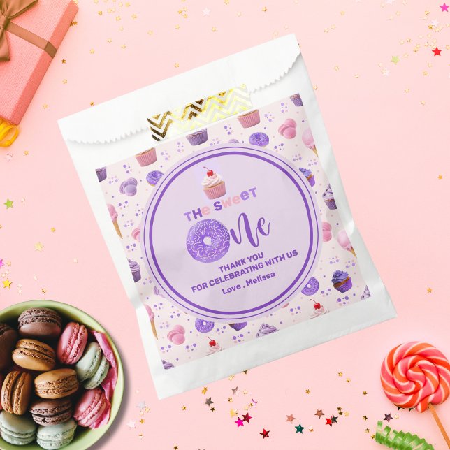 Cute Pink Purple Sweet One Pattern Birthday  Favor Bag (Creator Uploaded)