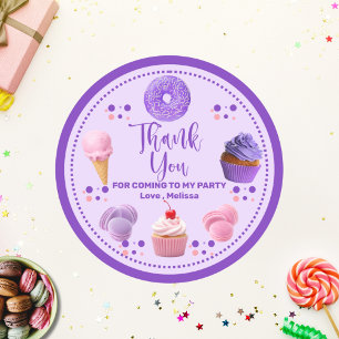 Cute Pink Purple Sweet One Thank You Classic Round Sticker