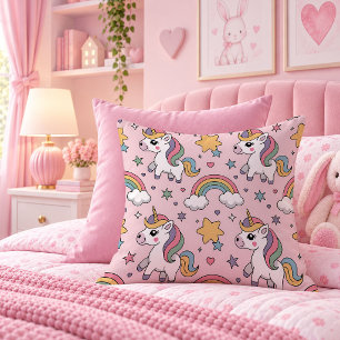 Cute Pink Purple Unicorn Birthday Gift Throw Pillo Pillow