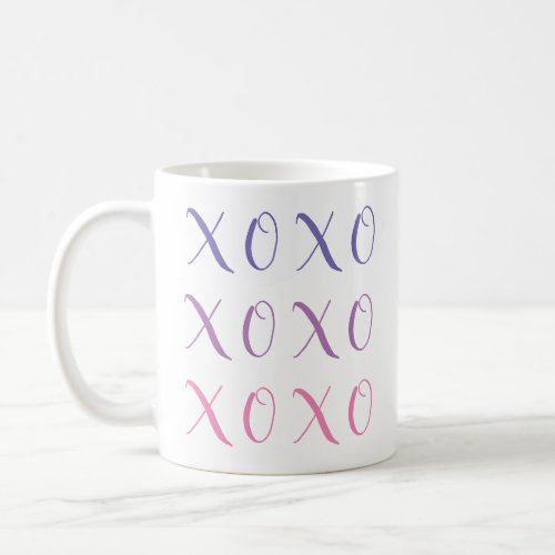 Cute Pink Purple XOXO Typography Valentines Day Coffee Mug