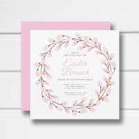 Cute Pink Pussy Willow Easter Brunch & Egg Hunt Invitation