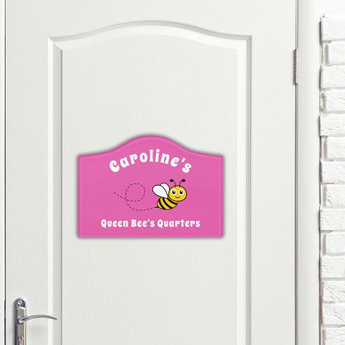 Cute Pink Queen Bee Custom Door Sign