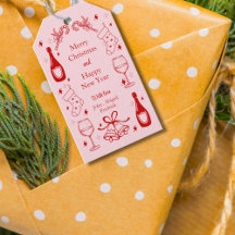 Cute pink quirky doodle christmas custom holiday