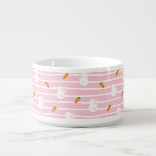 Cute Pink Rabbit and Carrot Pattern Bowl