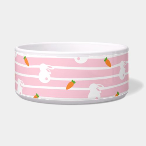 Cute Pink Rabbit and Carrot Pattern Bowl