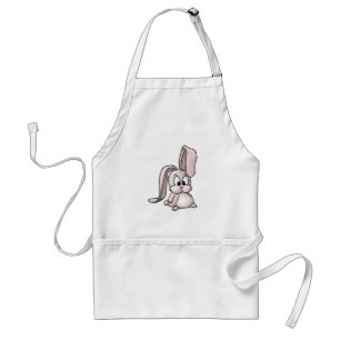 Cute Pink Rabbit Cartoon Adult Apron