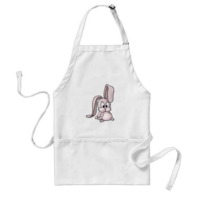 Cute Pink Rabbit Cartoon Adult Apron (Front)