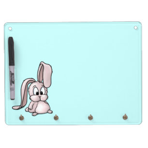 Cute Pink Rabbit Cartoon Dry Erase Board With Keychain Holder