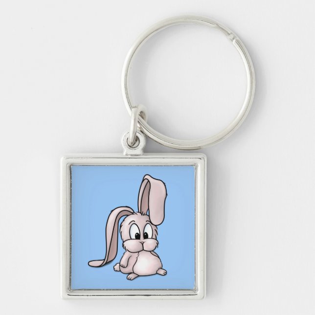 Cute Pink Rabbit Cartoon Keychain (Front)
