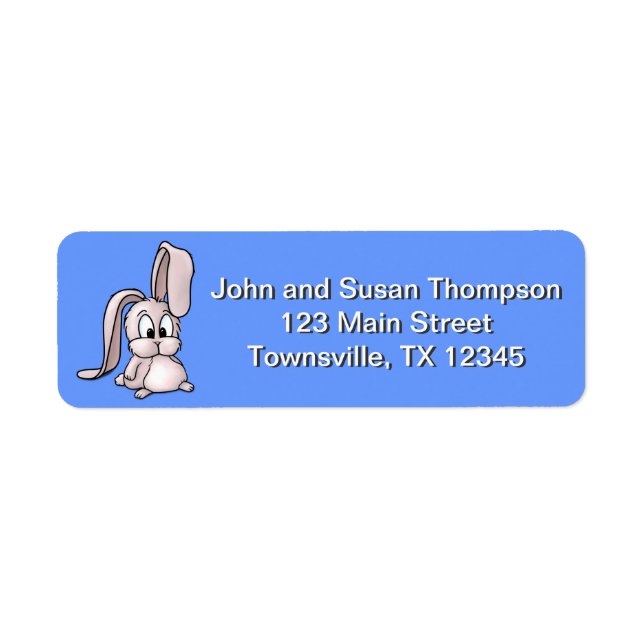 Cute Pink Rabbit Cartoon Label (Front)
