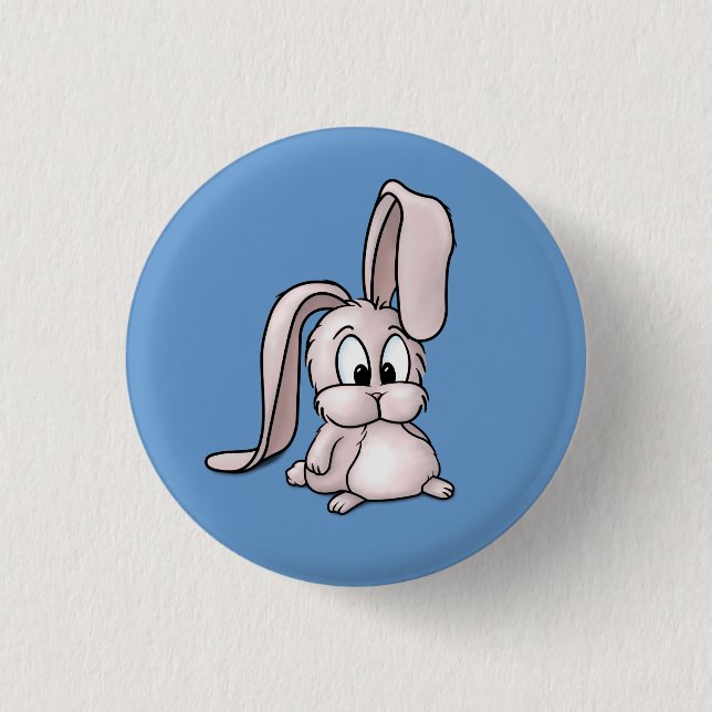 Cute Pink Rabbit Cartoon Pinback Button (Front)