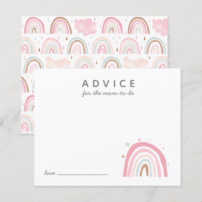 Cute Pink Rainbow Advice for Mommy Card (Front/Back)