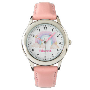 Cute Pink Rainbow and Stars Girl's First Watch