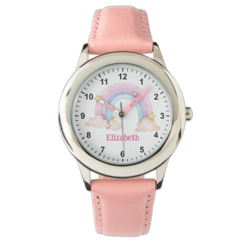 Cute Pink Rainbow and Stars Girls First Watch