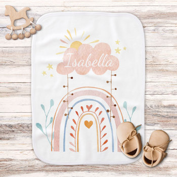 Cute Pink Rainbow Baby Burp Cloth by NatureHues at Zazzle