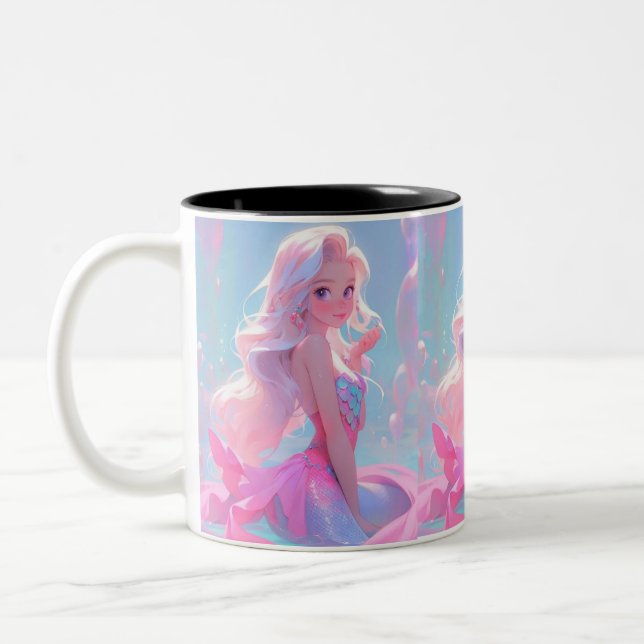 Cute pink rainbow fairy Barbie doll mug (Left)
