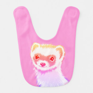 Cute Pink Rainbow Ferret - Girly Animal Illustrati Baby Bib