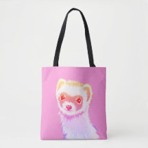 Cute Pink Rainbow Ferret - Girly Animal Illustrati