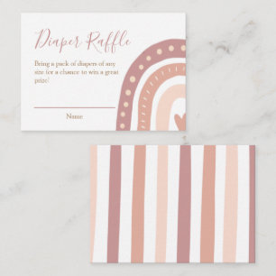 Cute Pink Rainbow Girl Baby Shower Diaper Raffle Enclosure Card