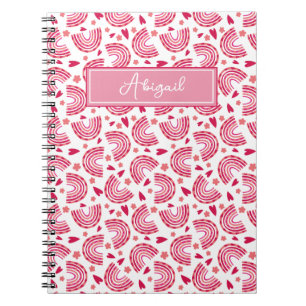 Cute Pink Rainbow & Hearts Pattern Kids Notebook