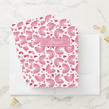 Cute Pink Rainbow & Hearts Pattern Kids 