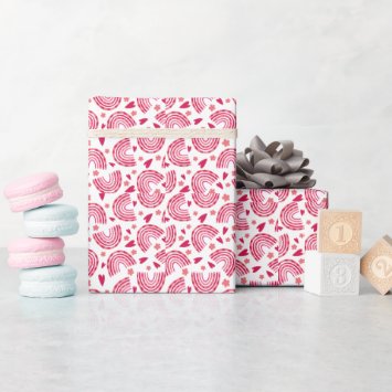 Cute Pink Rainbow & Hearts Pattern Kids 