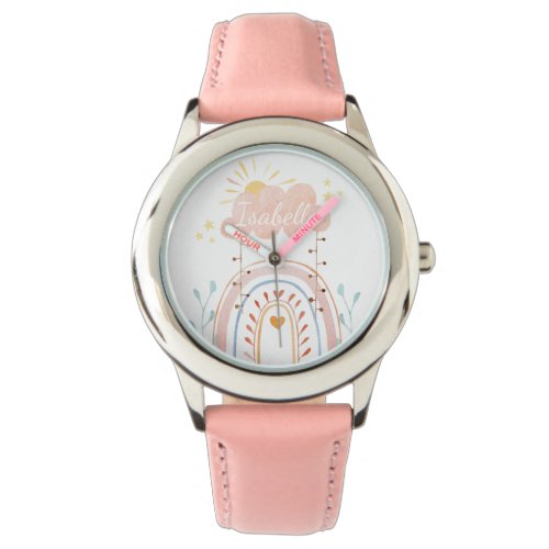 Cute Pink Rainbow Kids Watch