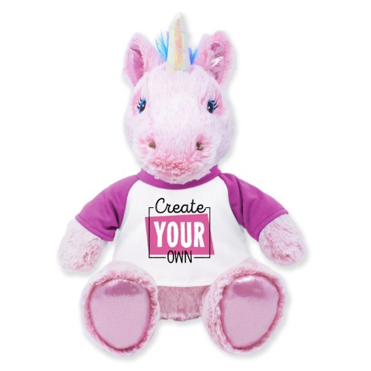 Cute Pink Rainbow Mane 9" Unicorn Stuffed Animal (Front)