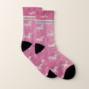 Cute Pink Rainbow Unicorn All-Over-Print Socks