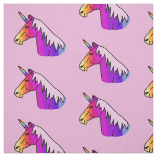 Cute Pink Rainbow Unicorn Girl Pattern Fabric