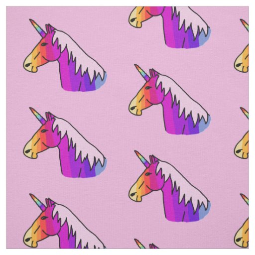 Cute Pink Rainbow Unicorn Girl Pattern Fabric