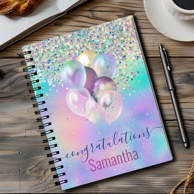 Cute Pink Rainbow unicorn Glitter monogram Noteboo Notebook (Creator Uploaded)