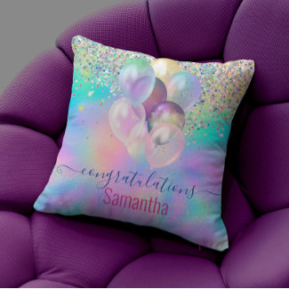 Cute Pink Rainbow unicorn Glitter monogram