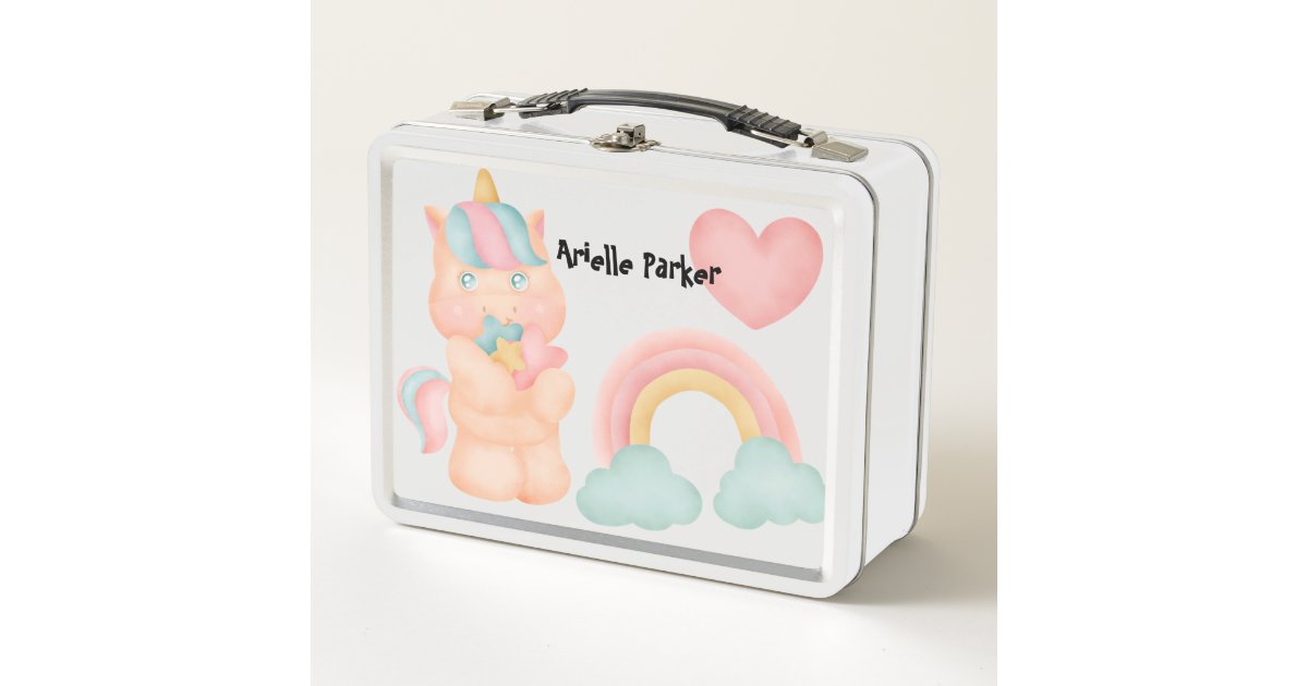 Rainbow Unicorn Personalized Pink Lunchbox