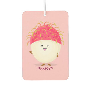 Cute pink rambutan cartoon illustration  air freshener