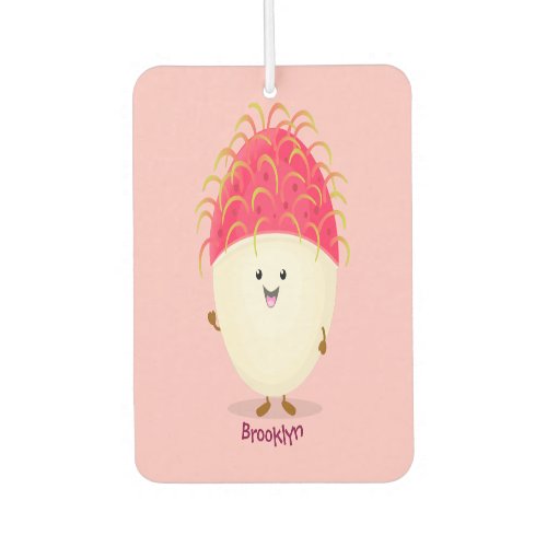 Cute pink rambutan cartoon illustration  air freshener