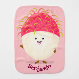 Cute pink rambutan cartoon illustration baby burp cloth